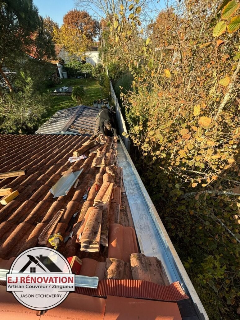 Chéneaux et évacuation des eaux pluviales à Mios - EJ Rénovation